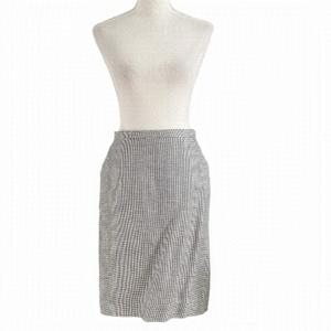 MAX MARA PURO LINO LINEN BLACK WHITE HOUNDSTOOTH PENCIL SKIRT - 6